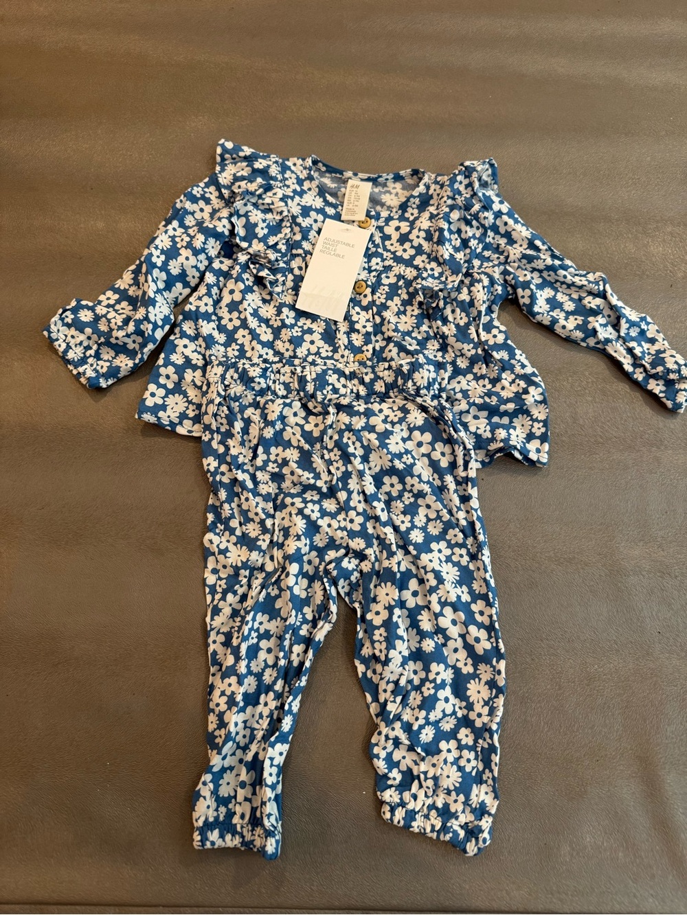 H&M Blue and White Floral Kids Matching Set. Size 9 months